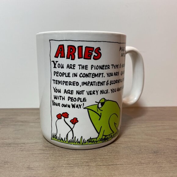 Vintage Aries Frog Zodiac Horoscope Mug Contenova Japan Coffee Cup - Picture 2 of 6